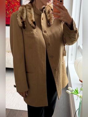 One-of-a-Kind Vintage Saudi Arabian Tailored Walking Coat | Real Fur Collar